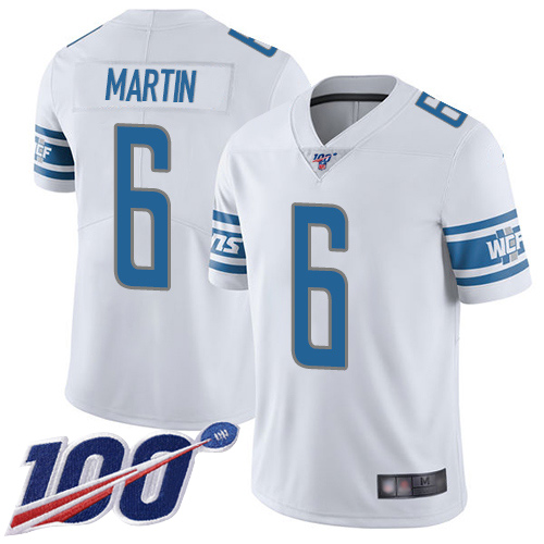 Detroit Lions Limited White Men Sam Martin Road Jersey NFL Football 6 100th Season Vapor Untouchable